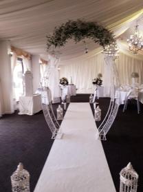 Aisle Lanterns x 10 with white Isle Runner - £80