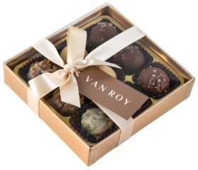 Van Roy Pudding truffles in gold gift box
